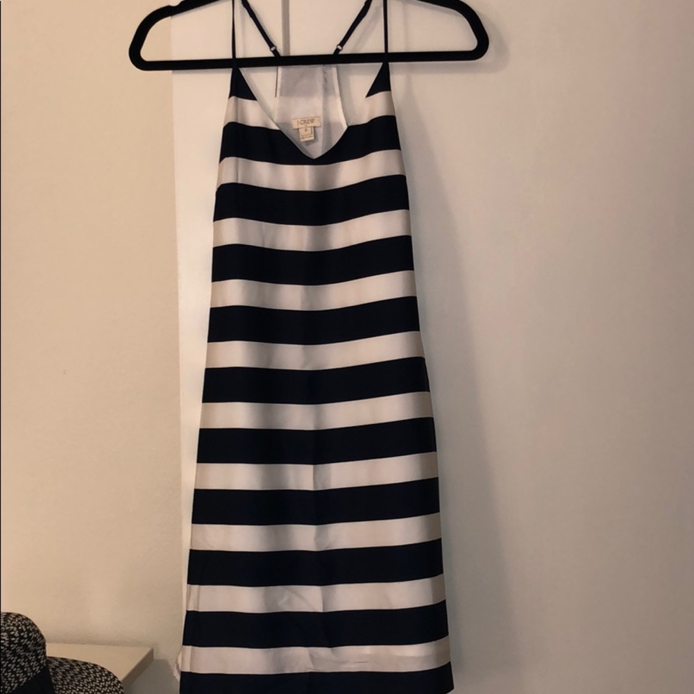J crew navy and white stripe dress